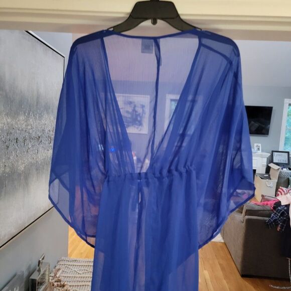 Ellen Tracy Women's Blue Loose Flowy Bathing Suit Cover Up Tunic wrap Size XL - Picture 8 of 15